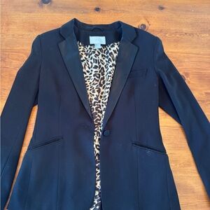 H&M Black Tux Jacket with Animal Print Lining